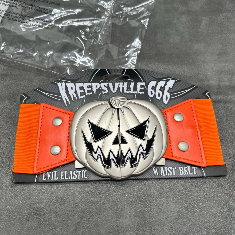 Kreepsville 666 Elastic Waist Belt Trick Or Treat Pumpkin ORANGE 2xl-3xl - Picture 2 of 4